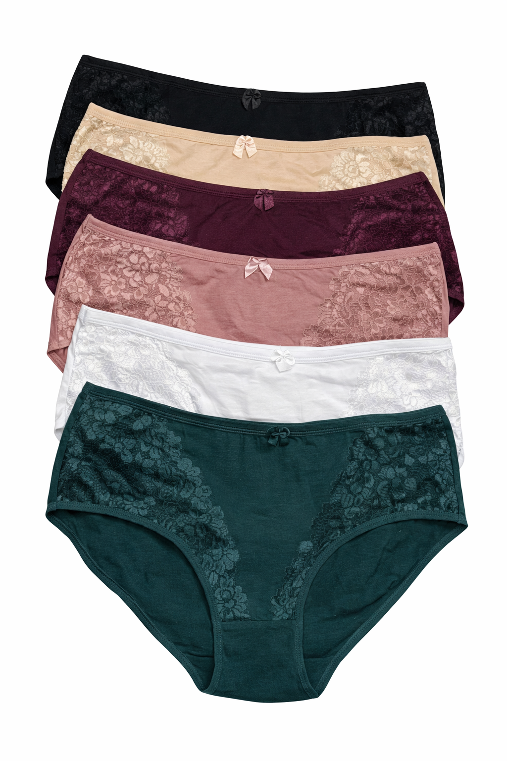 Lot de 6 slips confort premium – coton & dentelle